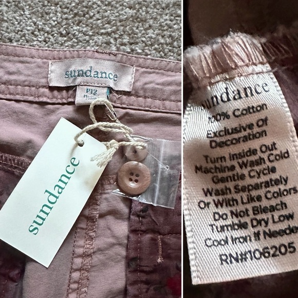 Sundance Vivant Mauve Flower Embroidered Cargo Joggers Women’s Size P12 Boho NWT - Picture 16 of 16